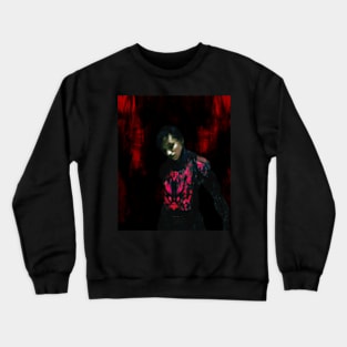 Beautiful girl. Dark sci-fi, fantasy. So cool. Red and pink. Slightly brighter. Crewneck Sweatshirt